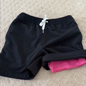 Chubbies Black Swim Trunks with Pink liner Size 8